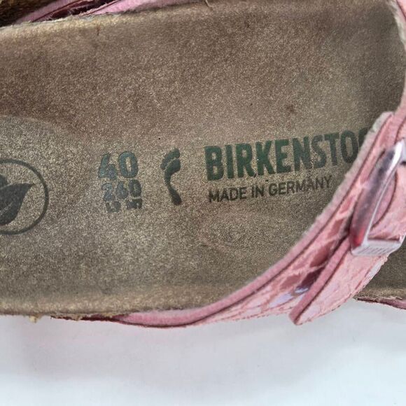 BIRKENSTOCK SYDNEY SHINY SNAKE PRINT PINK SANDALS WOMENS SIZE 9 EU 40 NARROW - Picture 5 of 8